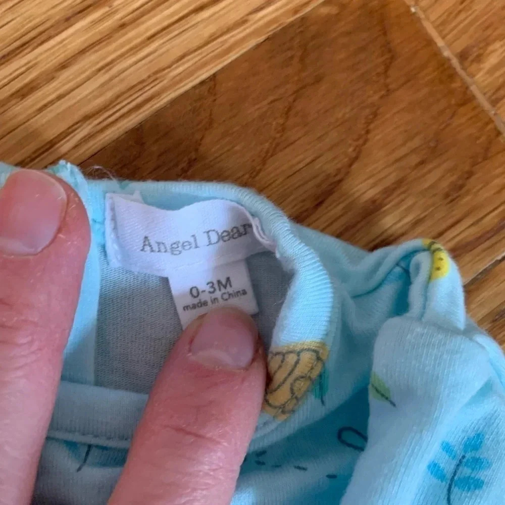 Angel Dear Bamboo Baby Sleeper Gown 0-3 Months Bees Baby Blue - Picture 2 of 5